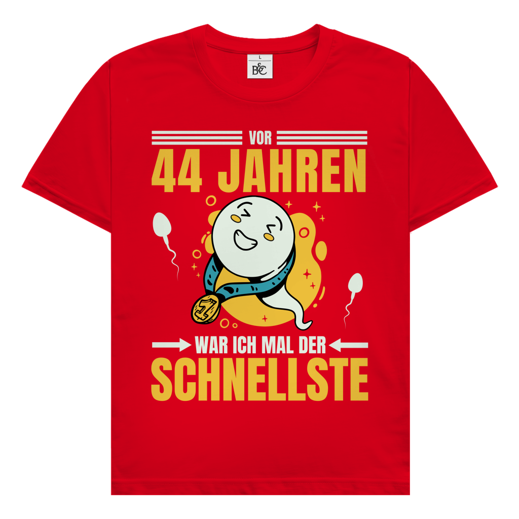 Herren T-Shirt "Vor 44 Jahren war ich mal der Schnellste" rot