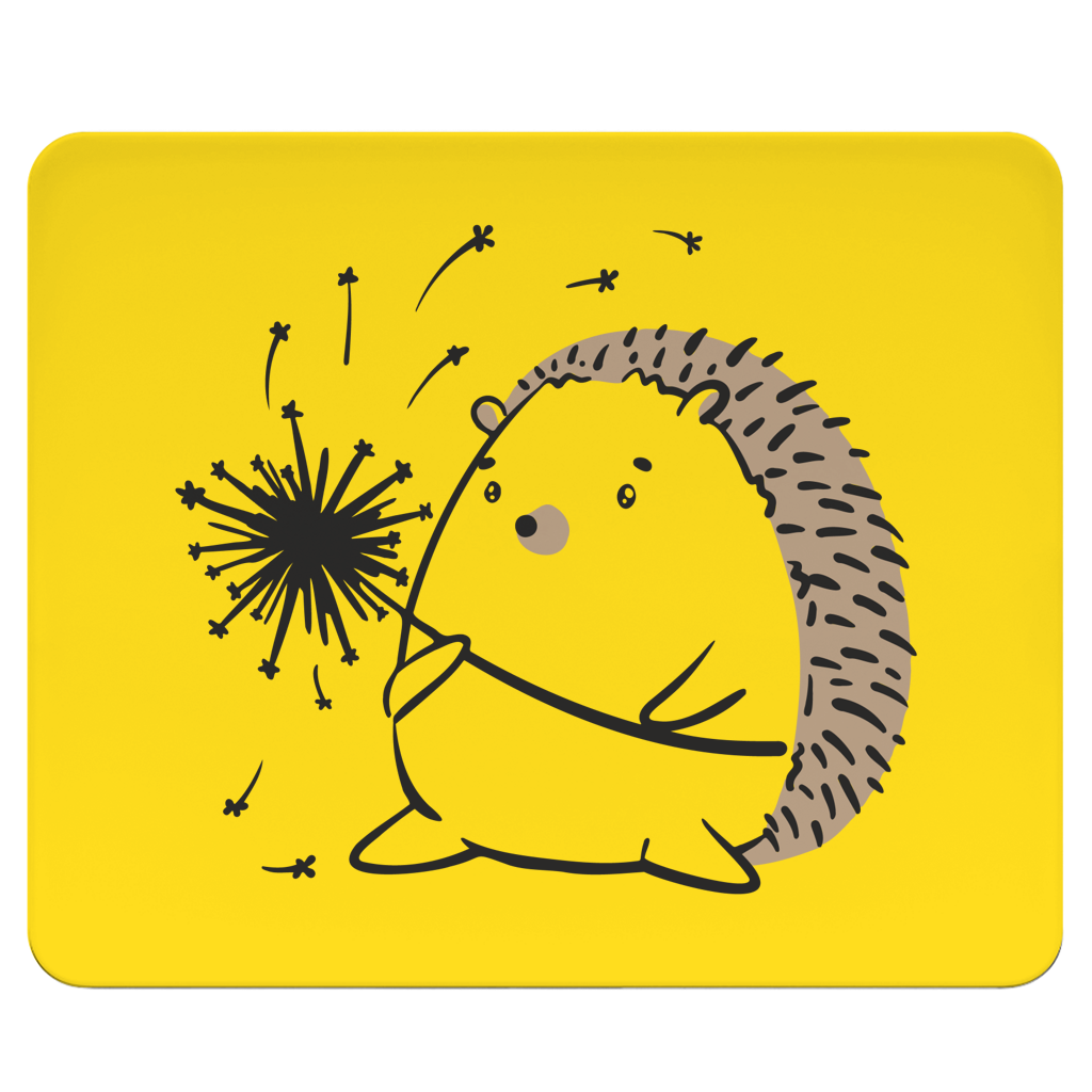 Mousepad "Igel mit Pusteblume" gelb