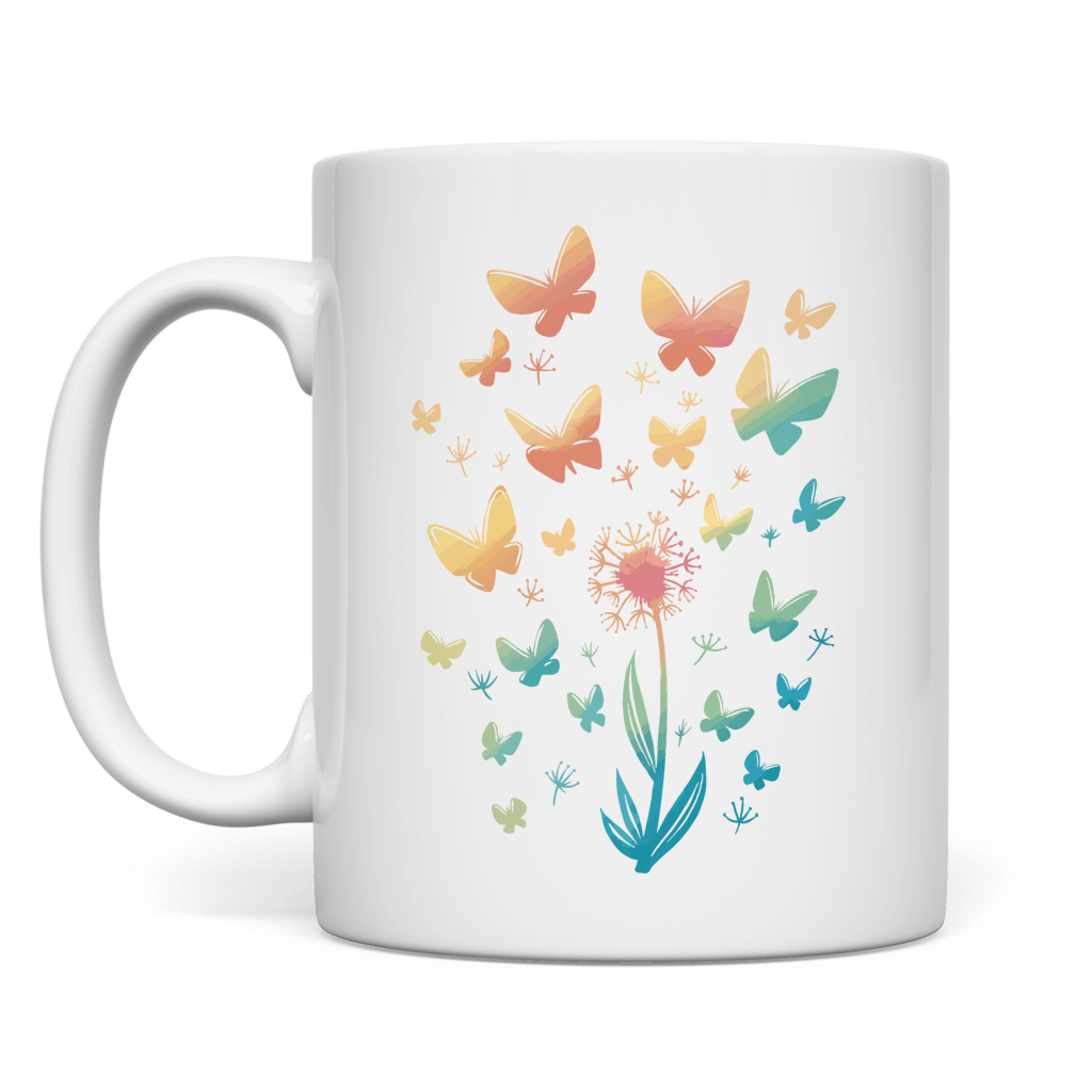 Tasse "Pusteblume mit Schmetterlingen" Rückseite