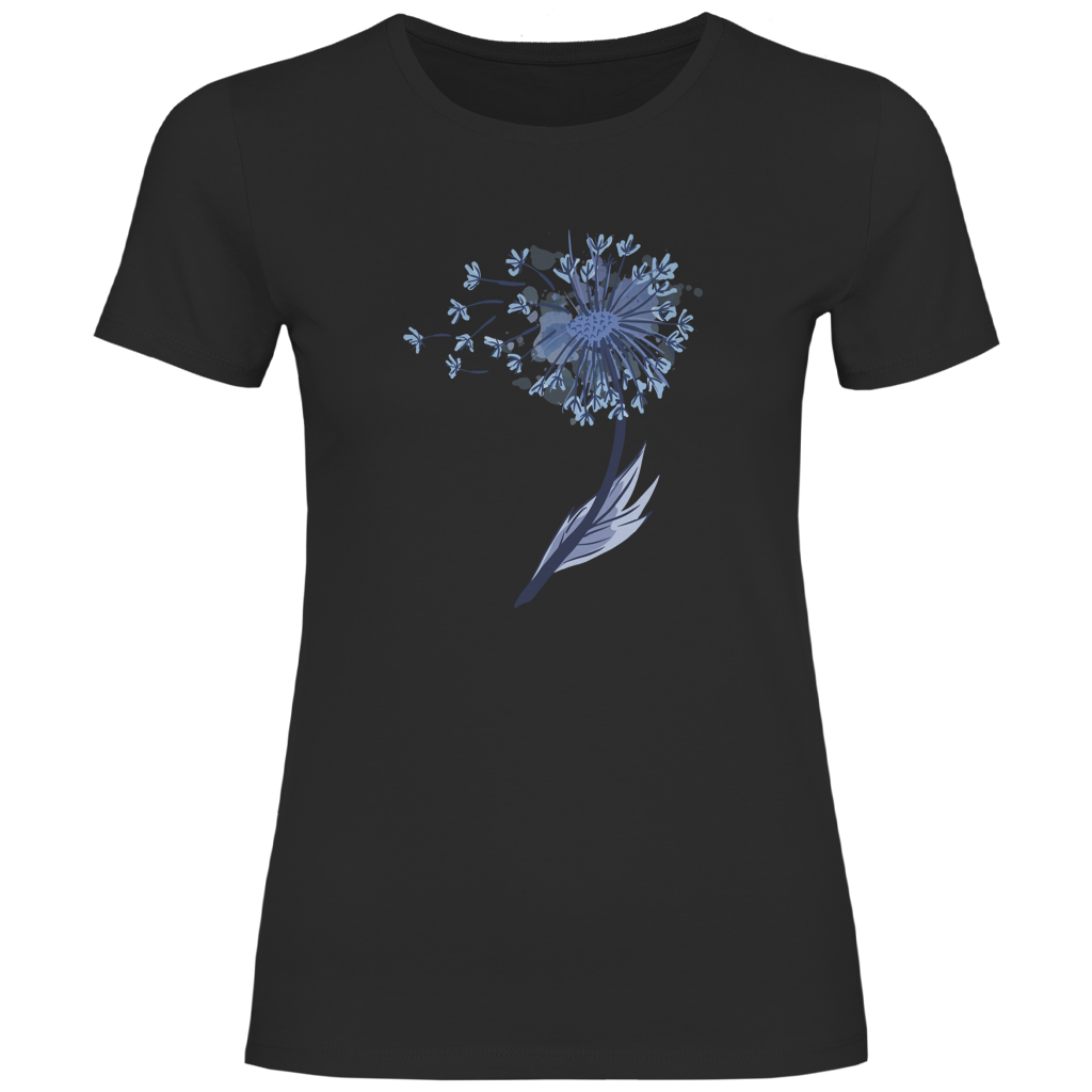 Damen T-Shirt "Pusteblume im Wasserfarben-Stil" schwarz