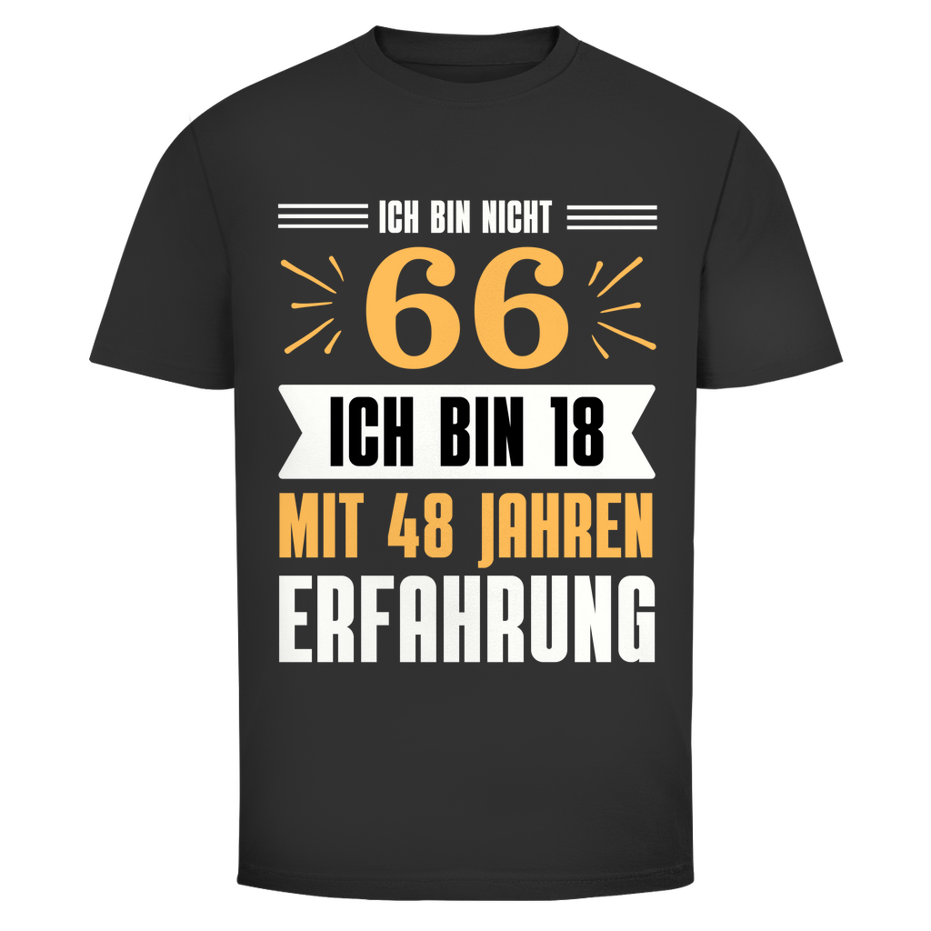 Herren T-Shirt "Ich bin nicht 66" (Orangenes Motiv)