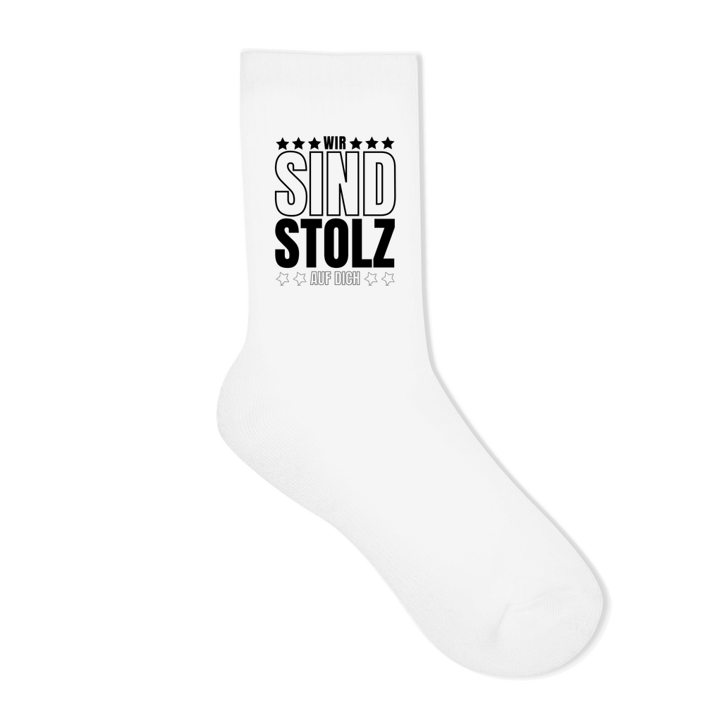 Socken "Wir sind stolz auf dich" (Sternen-Motiv)