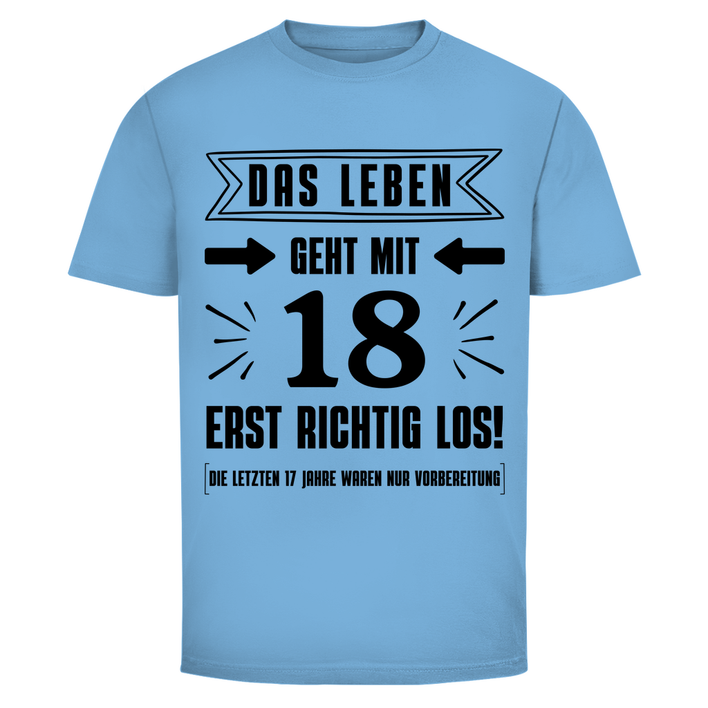 Männer T-Shirt "Das Leben geht mit 18 erst richtig los"