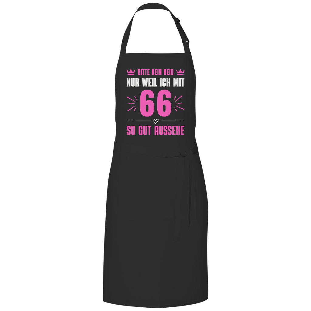 Grillschürze "Bitte kein Neid, nur weil ich mit 66" (Pinkes Motiv)