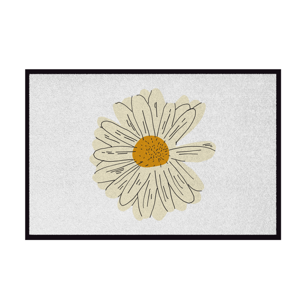 Fußmatte mit Gummirand "Minimalistisches Gänseblümchen" weiß
