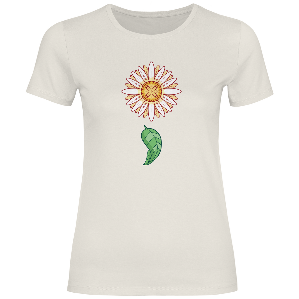 Damen T-Shirt "Gänseblümchen mit Blatt" weiß