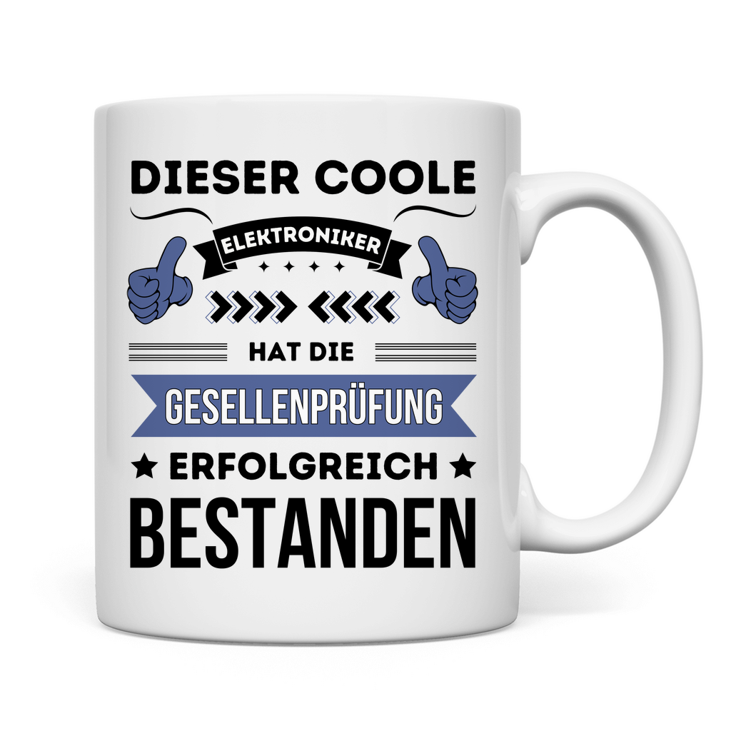 Tasse "Dieser Elektroniker hat die Gesellenprüfung bestanden" Rückseite