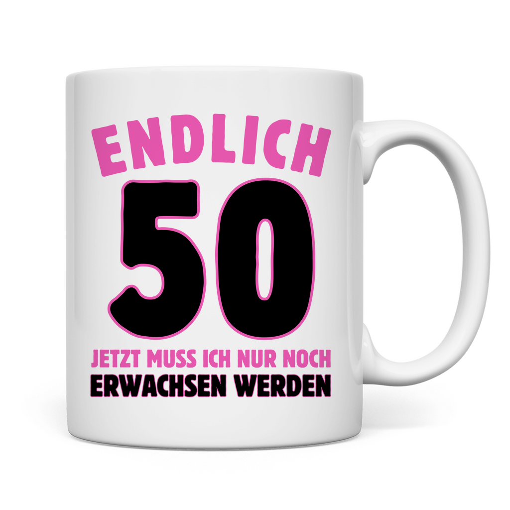 Tasse "Endlich 50" (Pinkes Motiv)