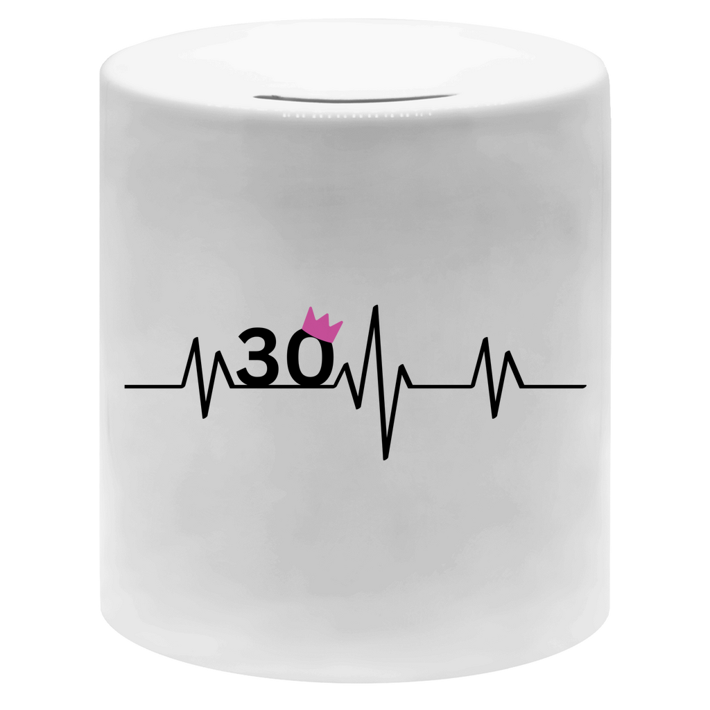 Spardose "30 Jahre mit rosa Krone"