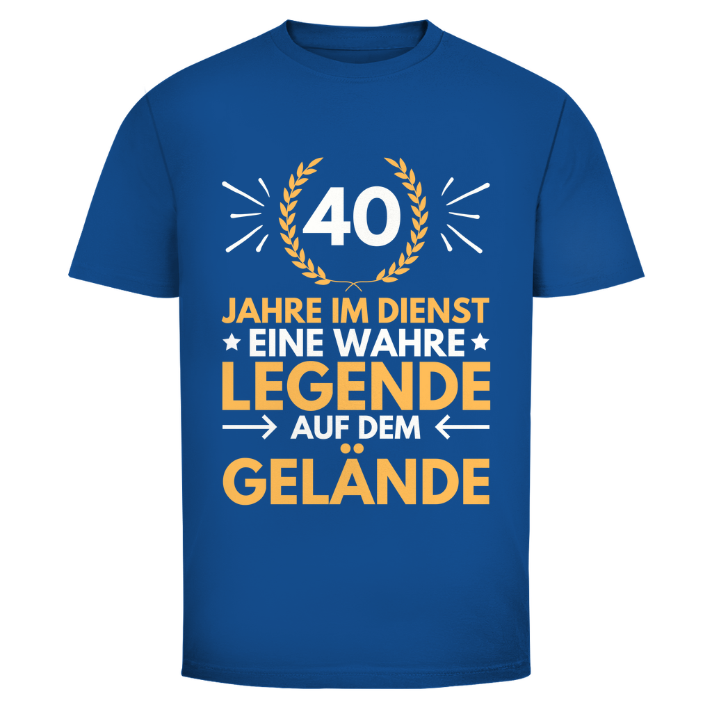 Herren T-Shirt "40 Jahre im Dienst - Eine wahre Legende auf dem Gelände"