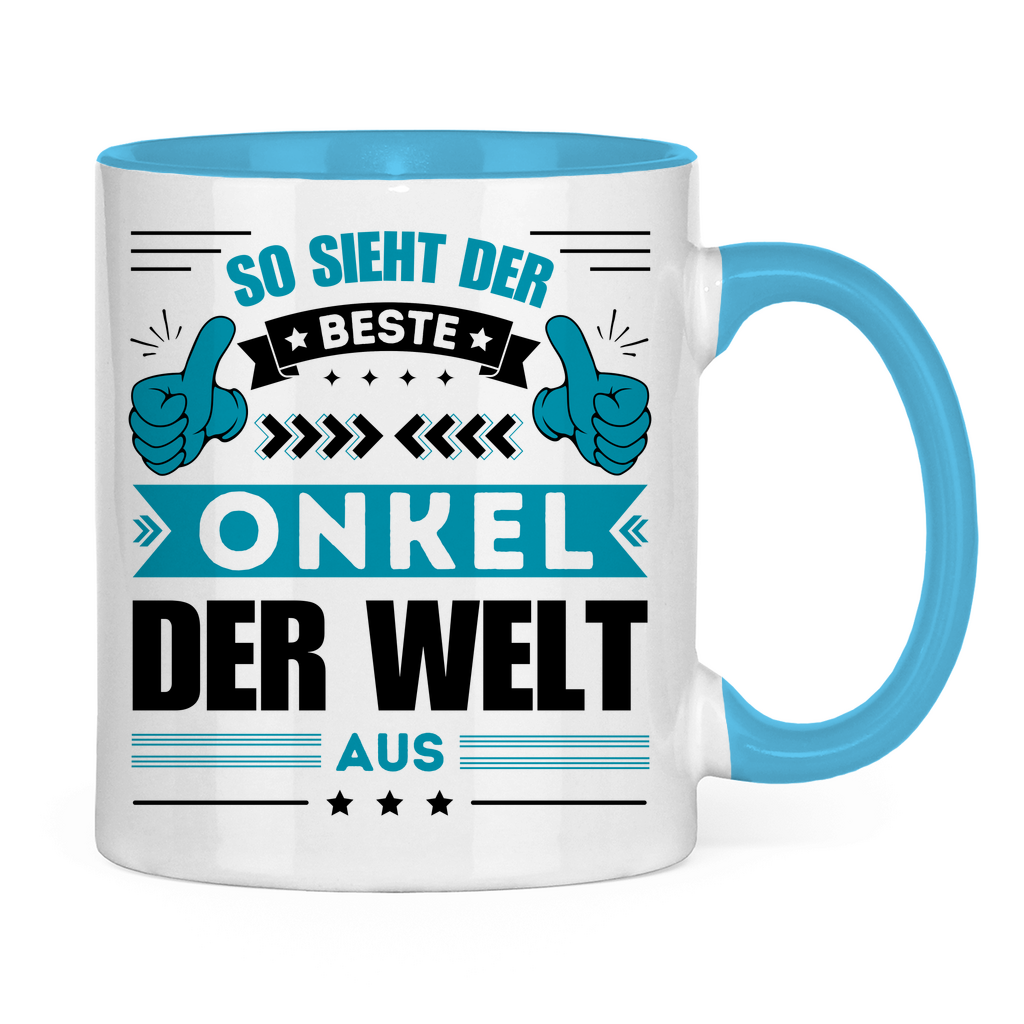 Tasse "So sieht der beste Onkel der Welt aus" weiß/blau