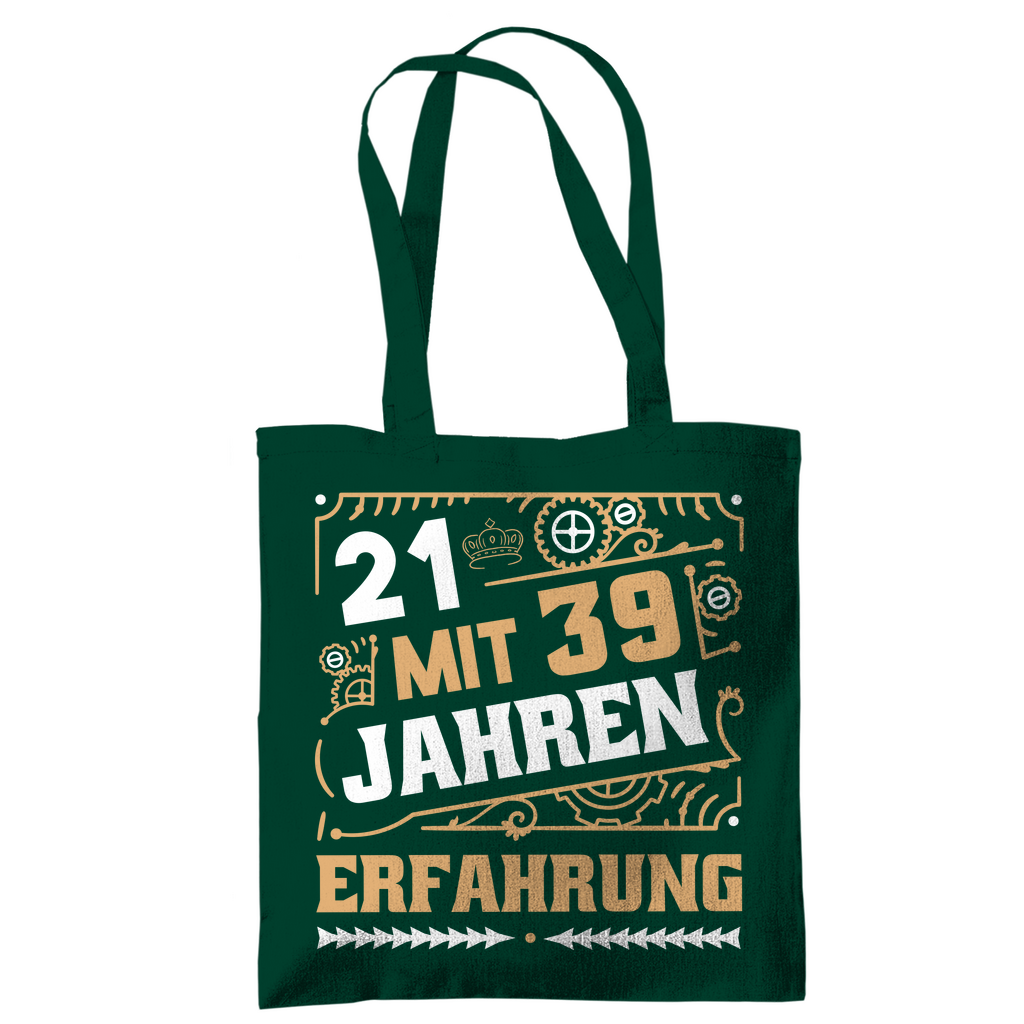Tragetasche "21 mit 39 Jahren Erfahrung" grün