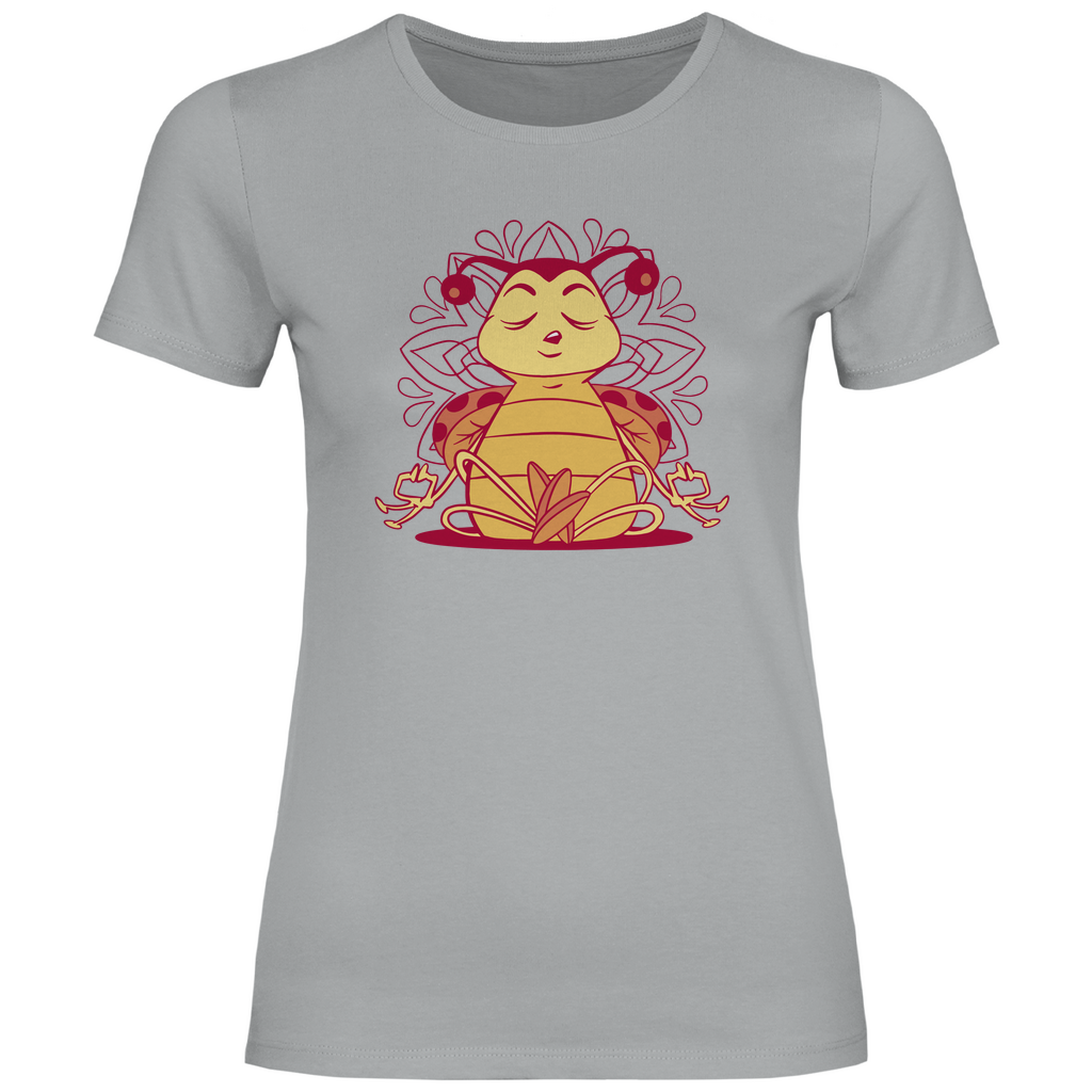 Damen T-Shirt "Meditierender Marienkäfer" grau
