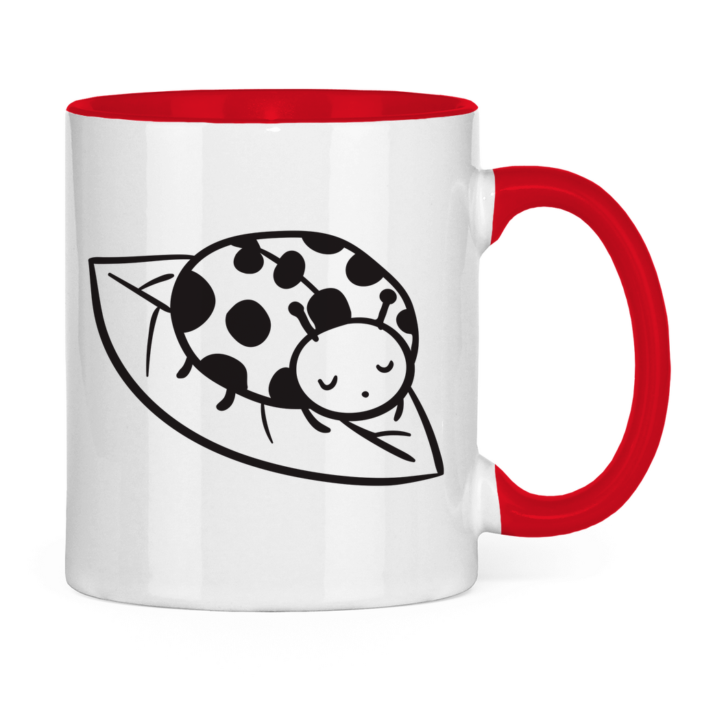 Tasse "Niedlicher Marienkäfer auf einem Blatt"