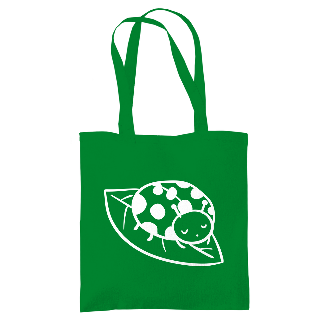 Tragetasche "Niedlicher Marienkäfer auf einem Blatt"