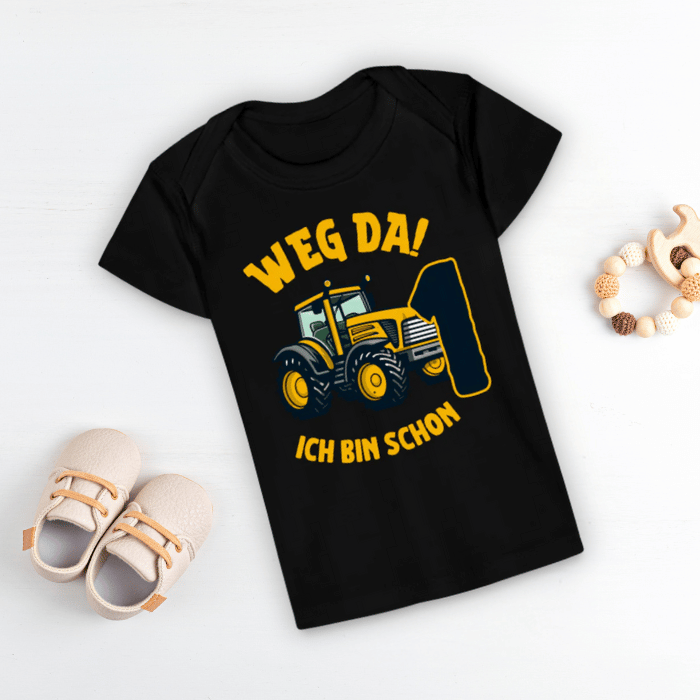 Baby Bio-T-Shirt "Weg da! Ich bin schon 1" (Traktor)