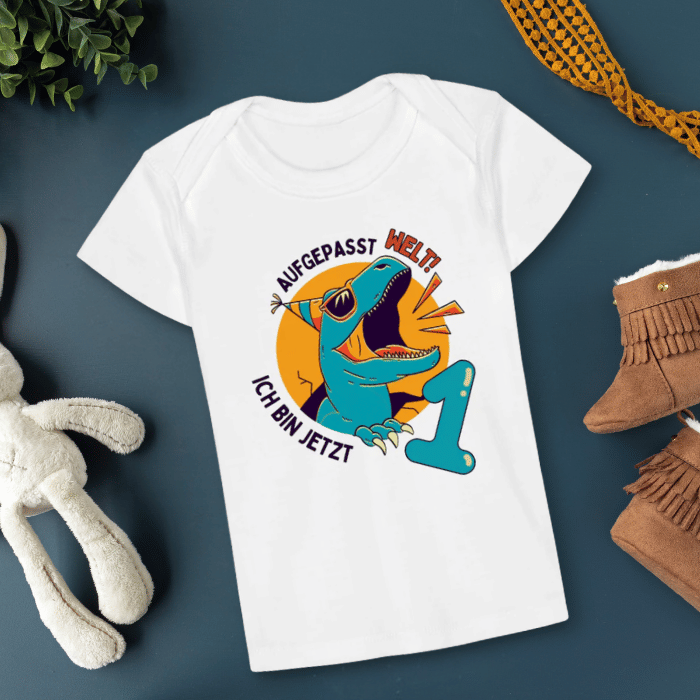 Baby Bio-T-Shirt "Aufgepasst Welt! Ich bin jetzt 1"