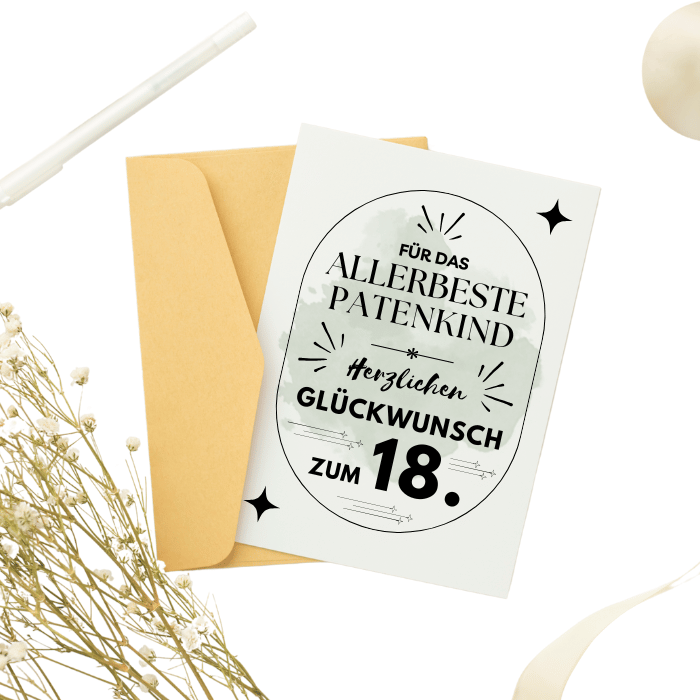 Geburtstagskarte Patenkind 18. Geburtstag
