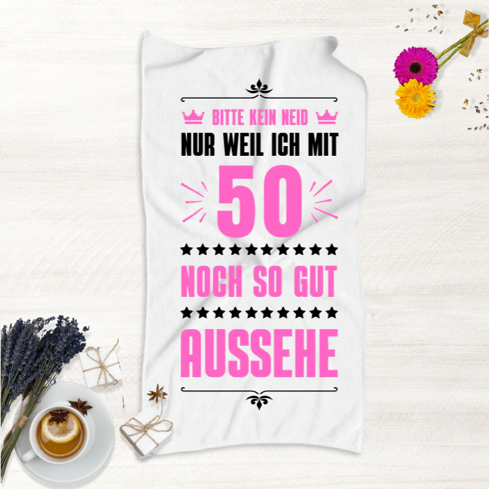 Sport-Handtuch zum 50. Geburtstag für Frauen 140x70cm