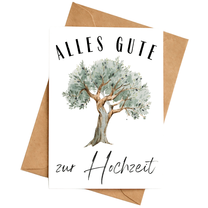 Hochzeitskarte mit Olivenbaum – Symbol für Liebe und Beständigkeit –  Palanemo