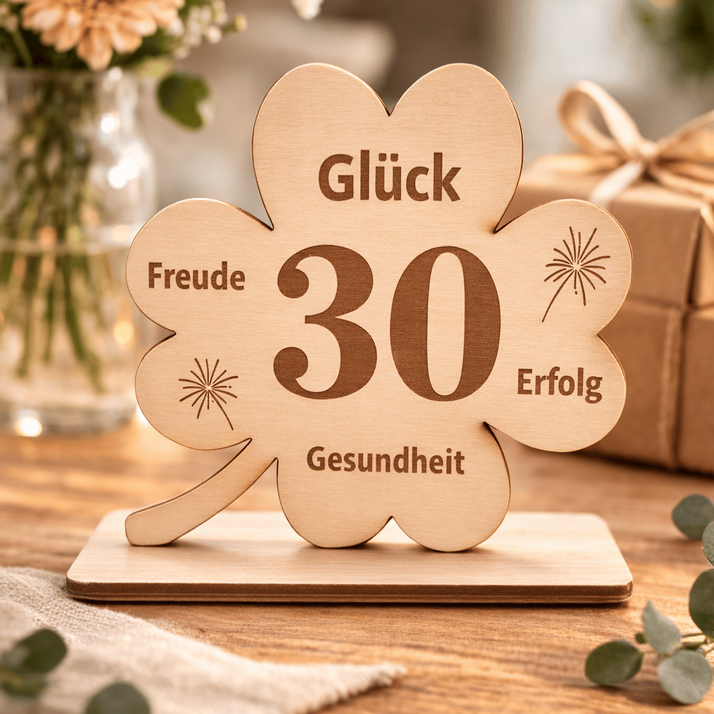Holz Kleeblatt "30. Geburtstag"