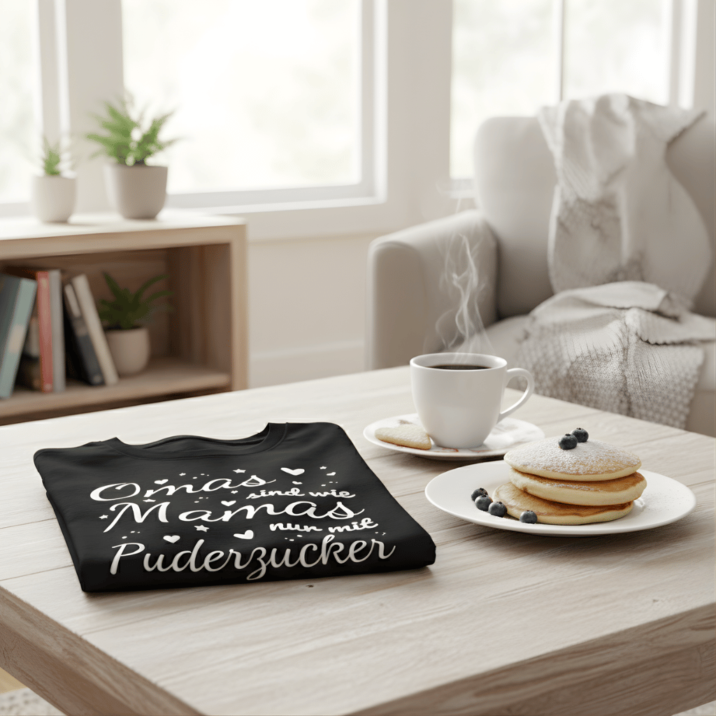Frauen T-Shirt "Omas sind wie Mamas, nur mit Puderzucker"