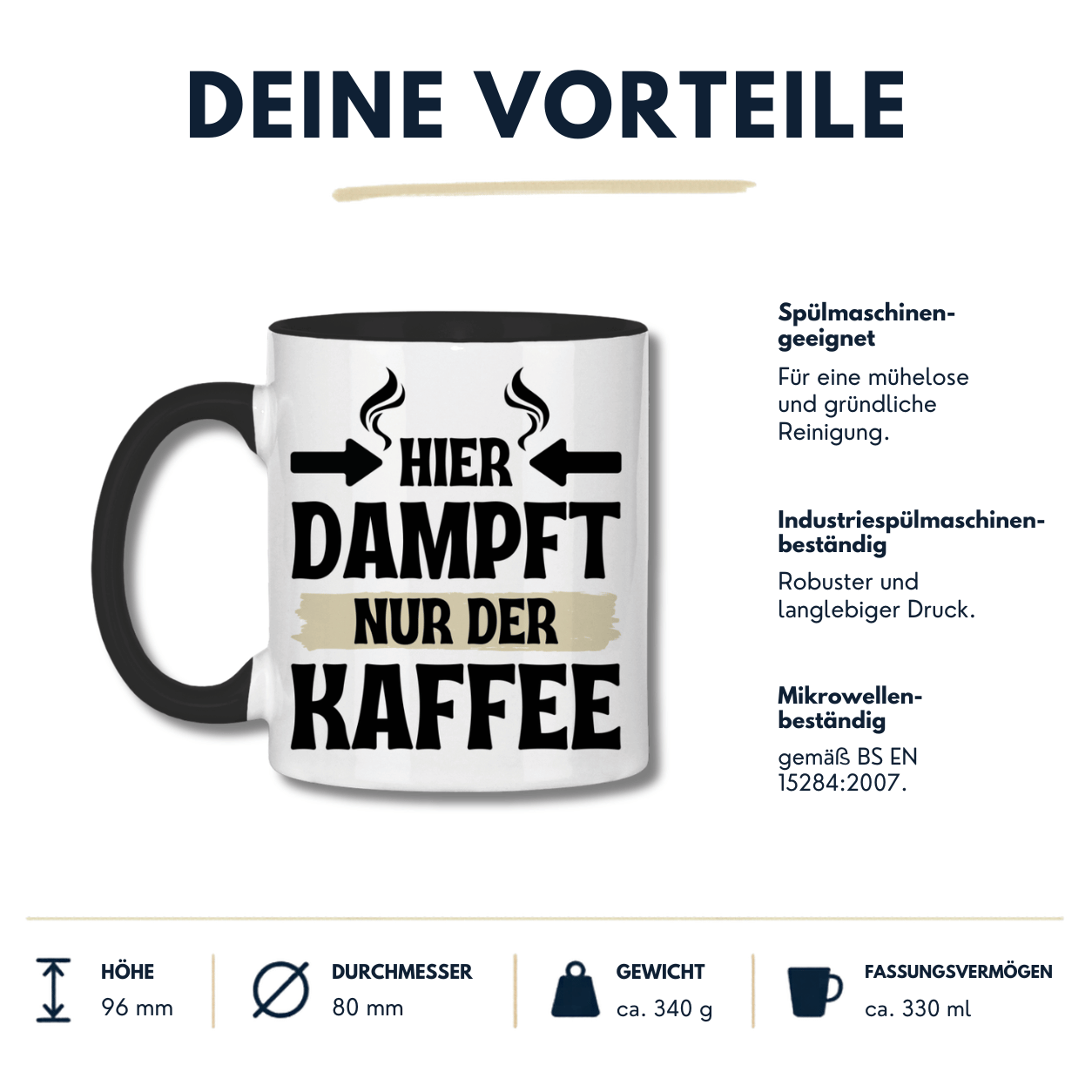 Nichtraucher Tasse "Hier dampft nur der Kaffee" Vorteile