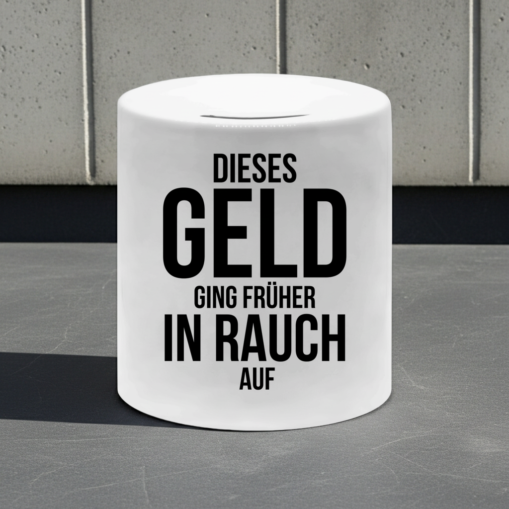 Nichtraucher Spardose "Dieses Geld ging früher in Rauch auf." (9,5 x 8cm)