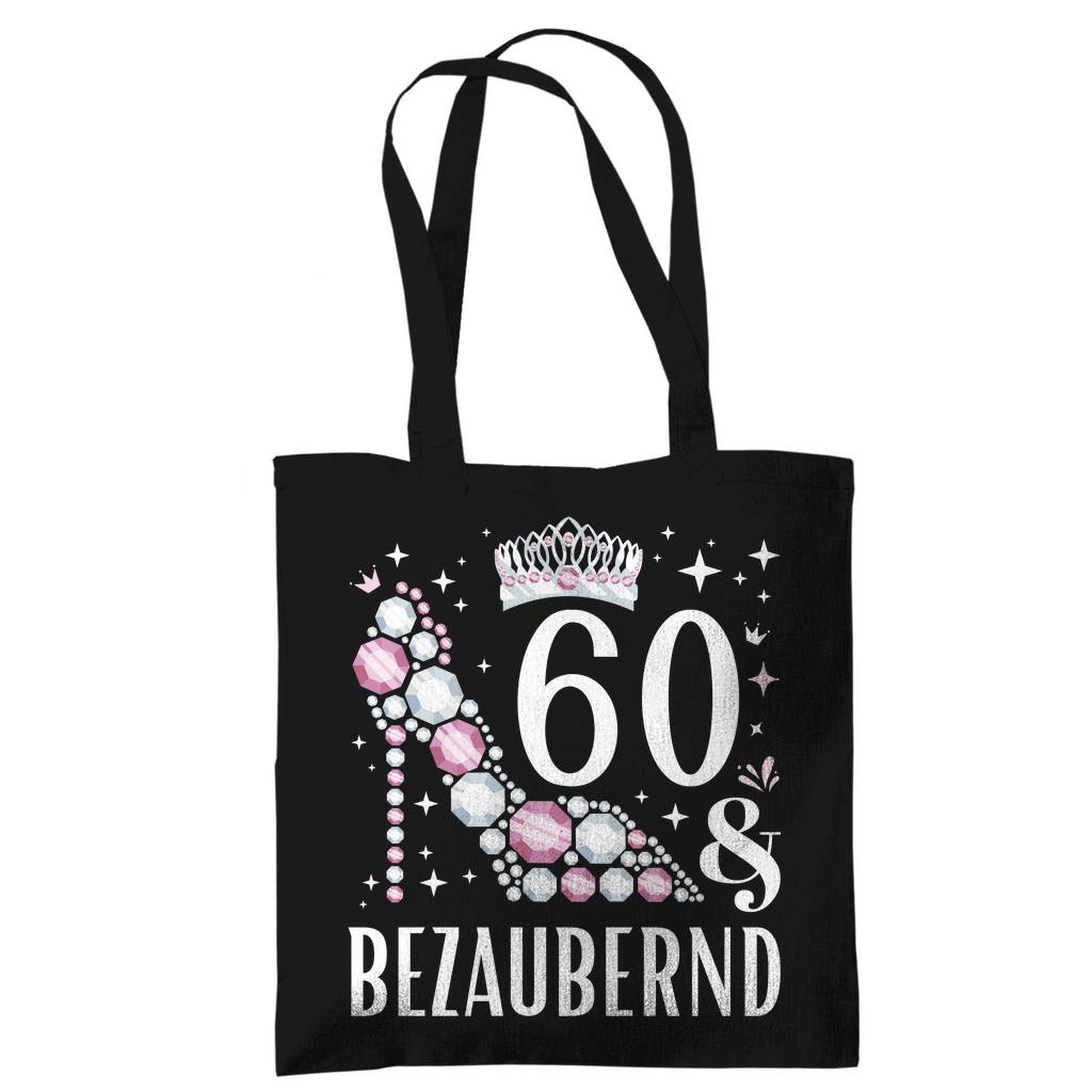 Tragetasche "60 und bezaubernd" schwarz