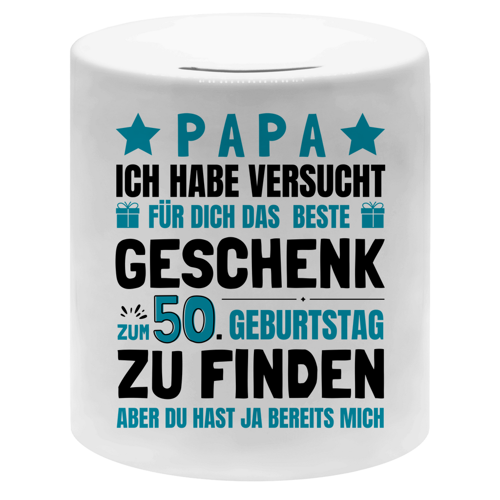 Spardose "Papa - Bestes Geschenk zum 50. Geburtstag"