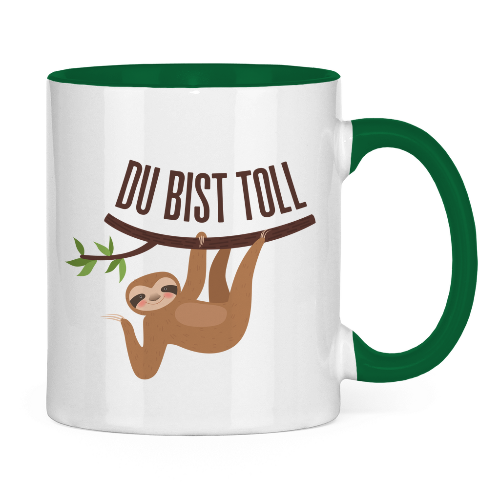 Tasse zweifarbig "Du bist toll" (Faultier-Motiv)
