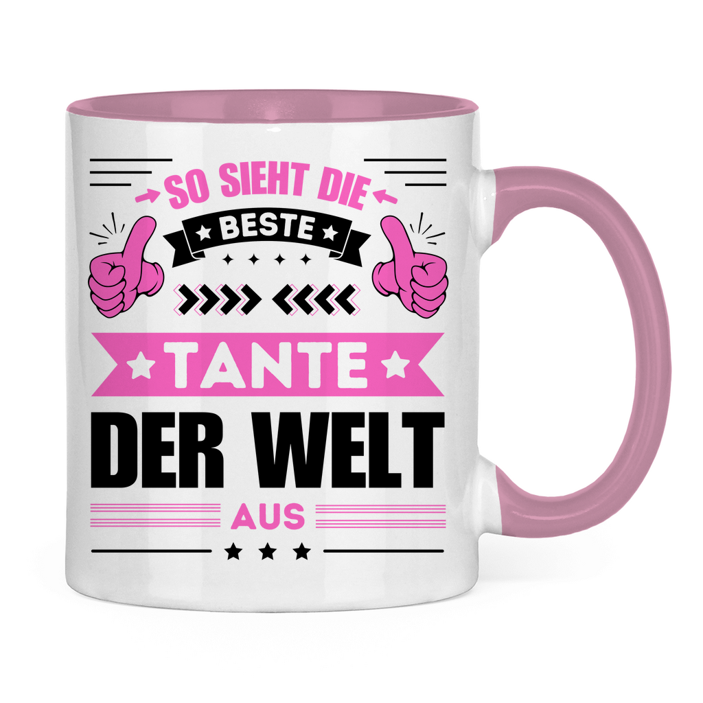 Tasse "So sieht die beste Tante der Welt aus" weiß/pink