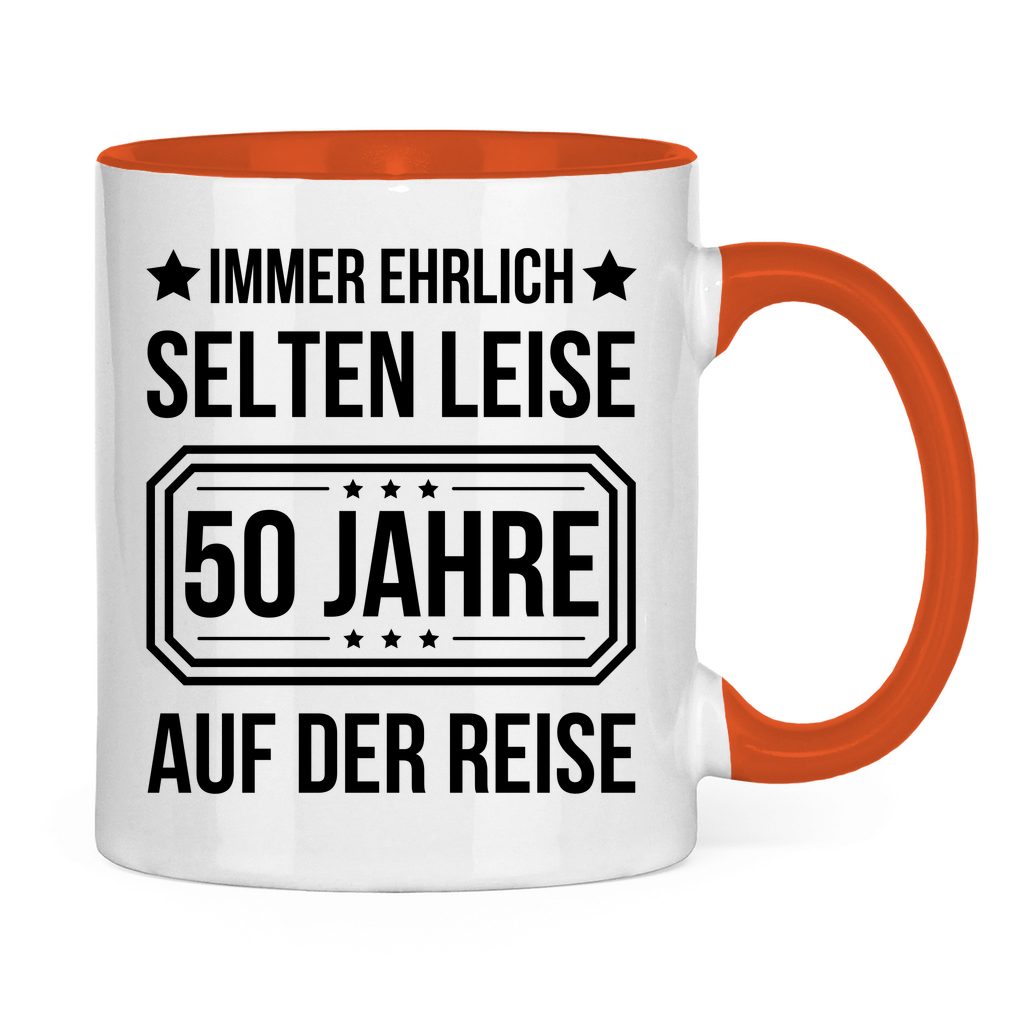 Tasse "Immer ehrlich, selten leise, 50 Jahre auf der Reise"