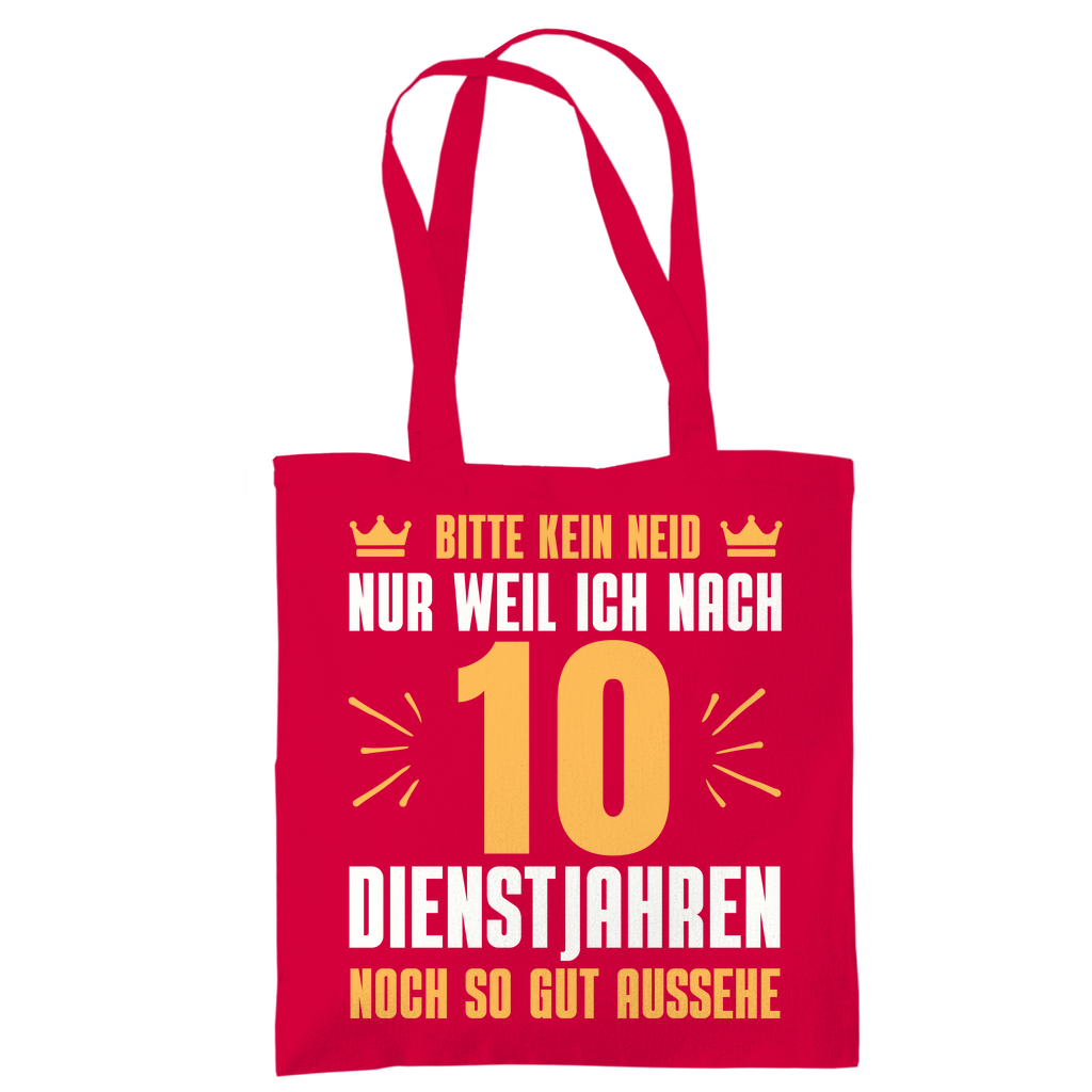 Tragetasche "Bitte kein Neid" (10 Dienstjahre) rot