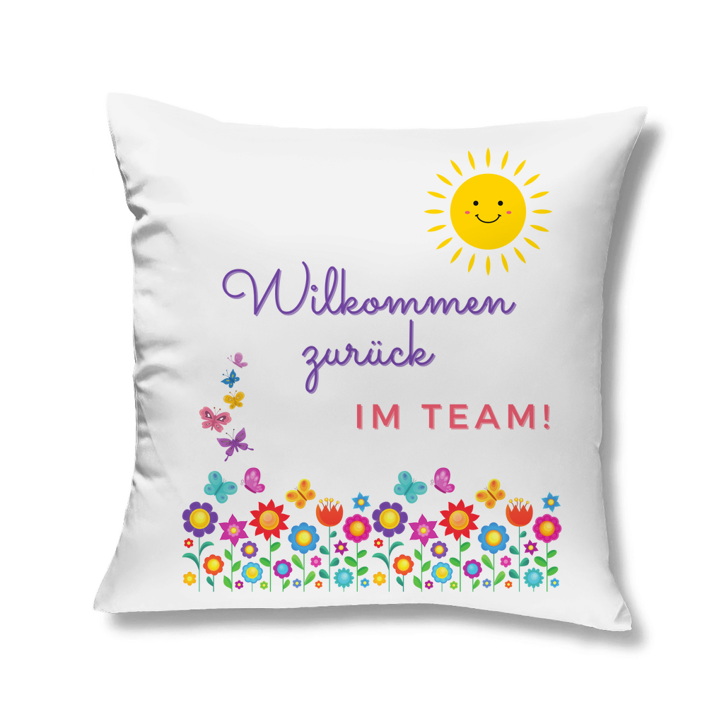 Sofakissen "Willkommen zurück im Team" (Blumenmotiv)