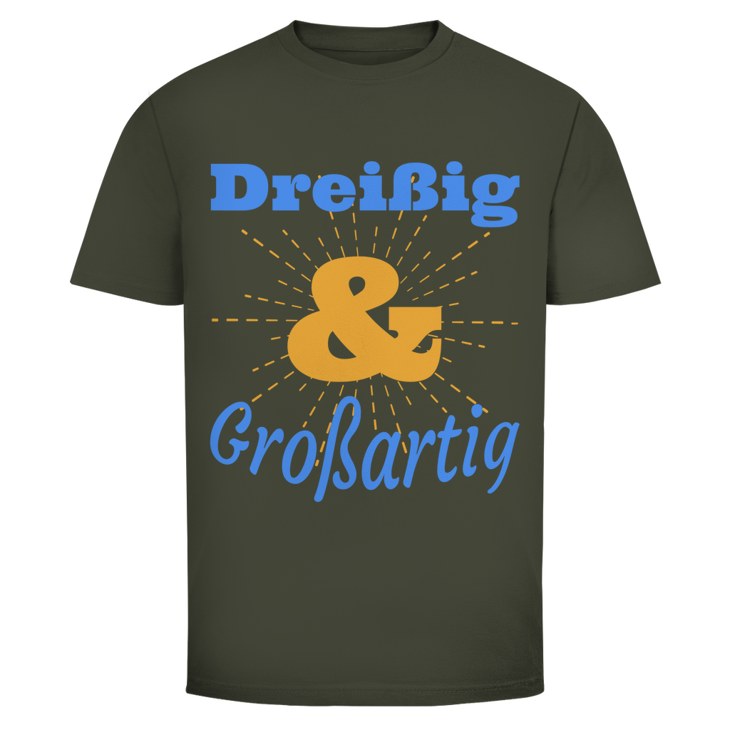 Herren T-Shirt "Dreißig und großartig" Khakigrün