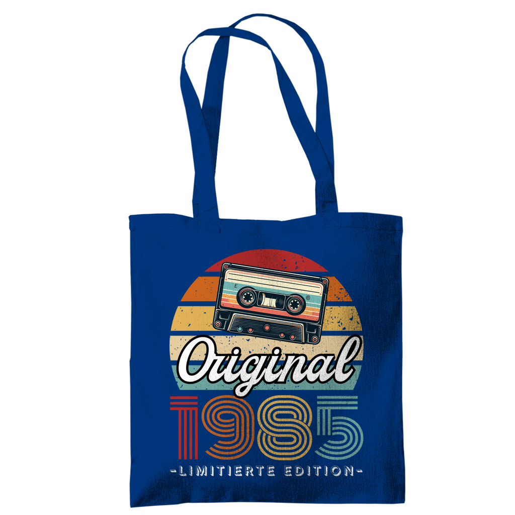 Tragetasche "Original 1985" (Kassetten Retro Stil) blau