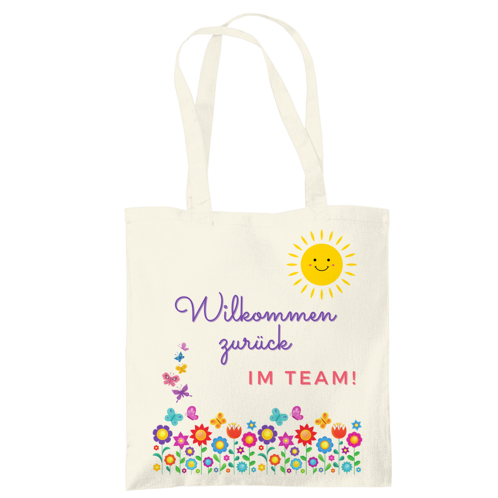 Tragetasche "Willkommen zurück im Team" (Blumenmotiv)