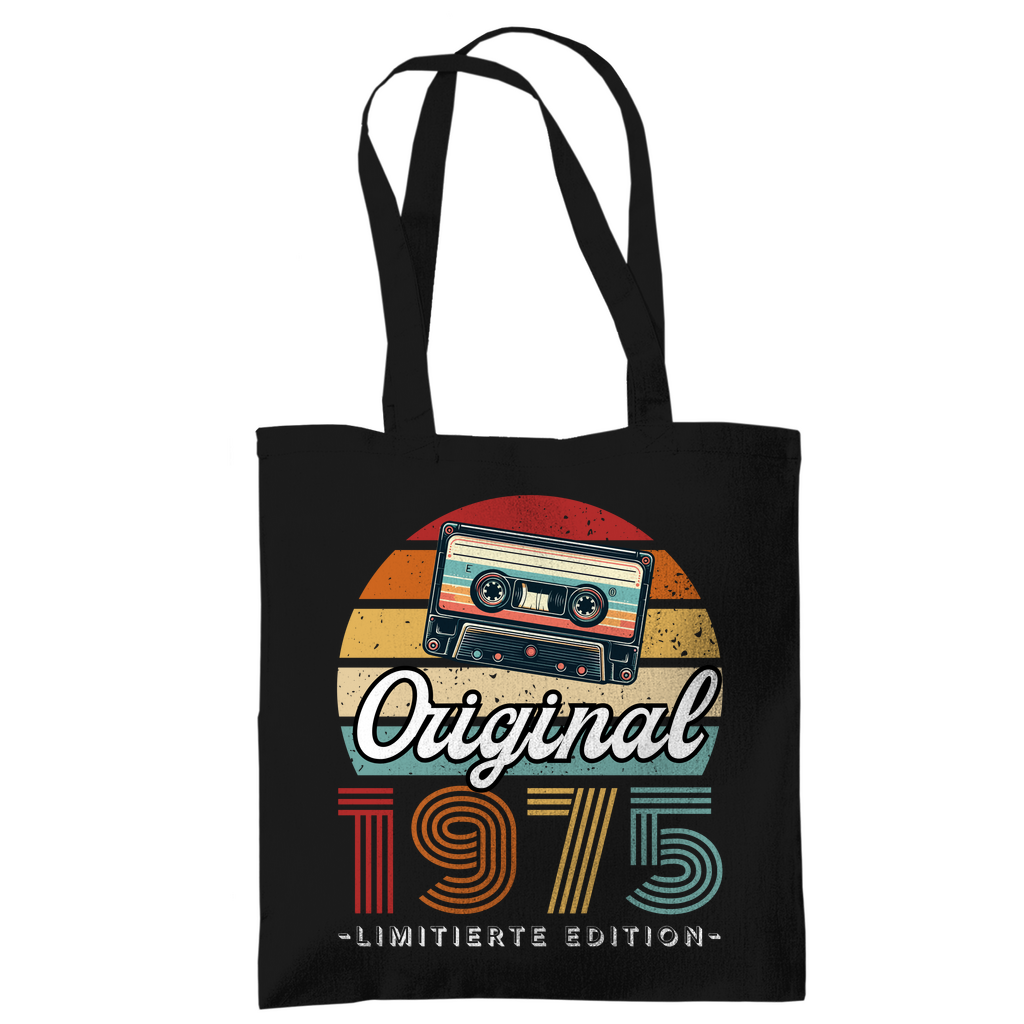 Tragetasche "Original 1975" (Kassetten Retro Stil) schwarz