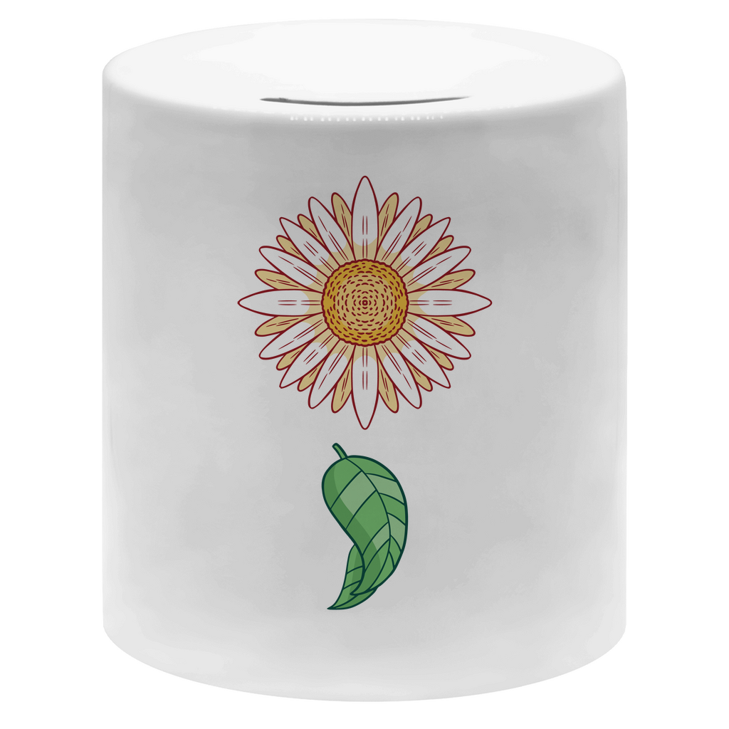 Spardose "Gänseblümchen mit Blatt"