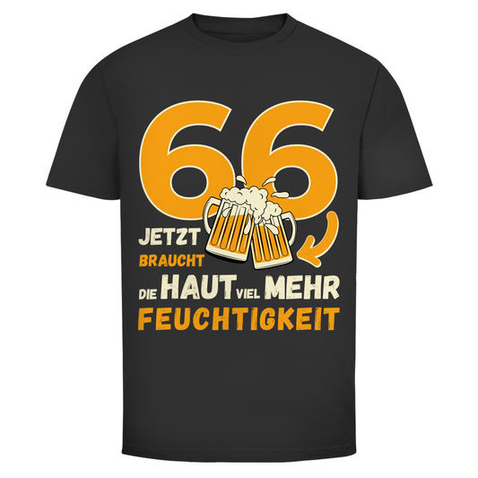 Herren T-Shirt "66 - Jetzt braucht die Haut viel mehr Feuchtigkeit" schwarz