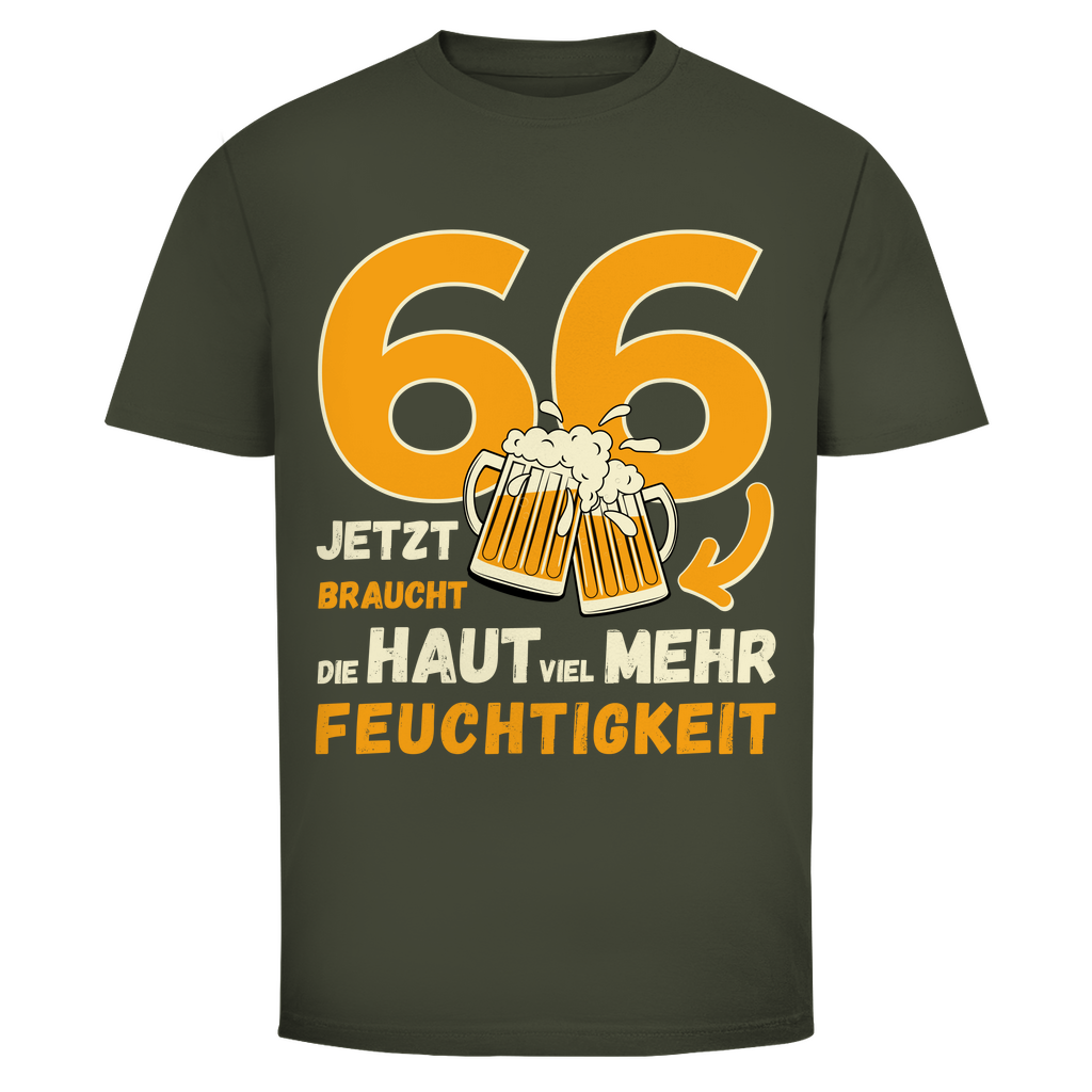 Herren T-Shirt "66 - Jetzt braucht die Haut viel mehr Feuchtigkeit" khakigrün