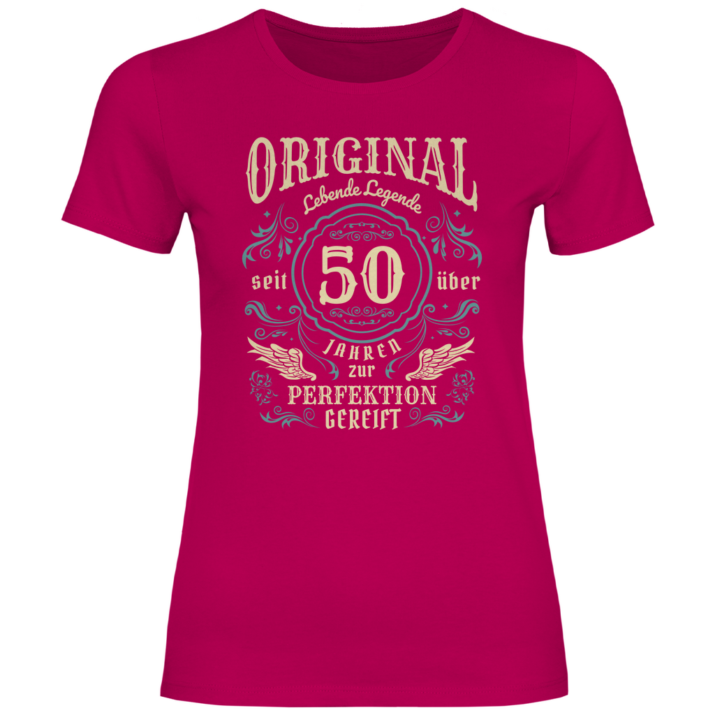 Damen T-Shirt "Lebende Legende seit 50 Jahren" pink