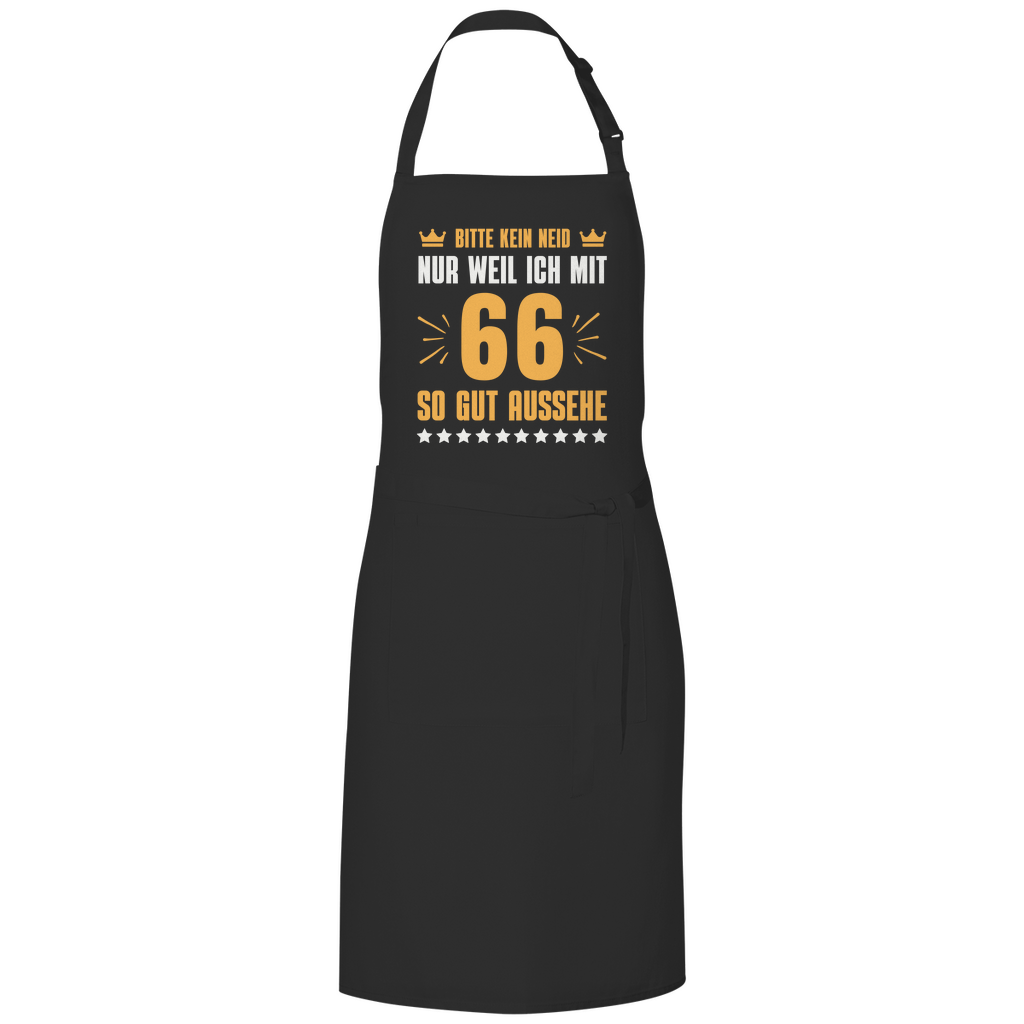 Grillschürze "Bitte kein Neid, nur weil ich mit 66" (Orangenes Motiv)