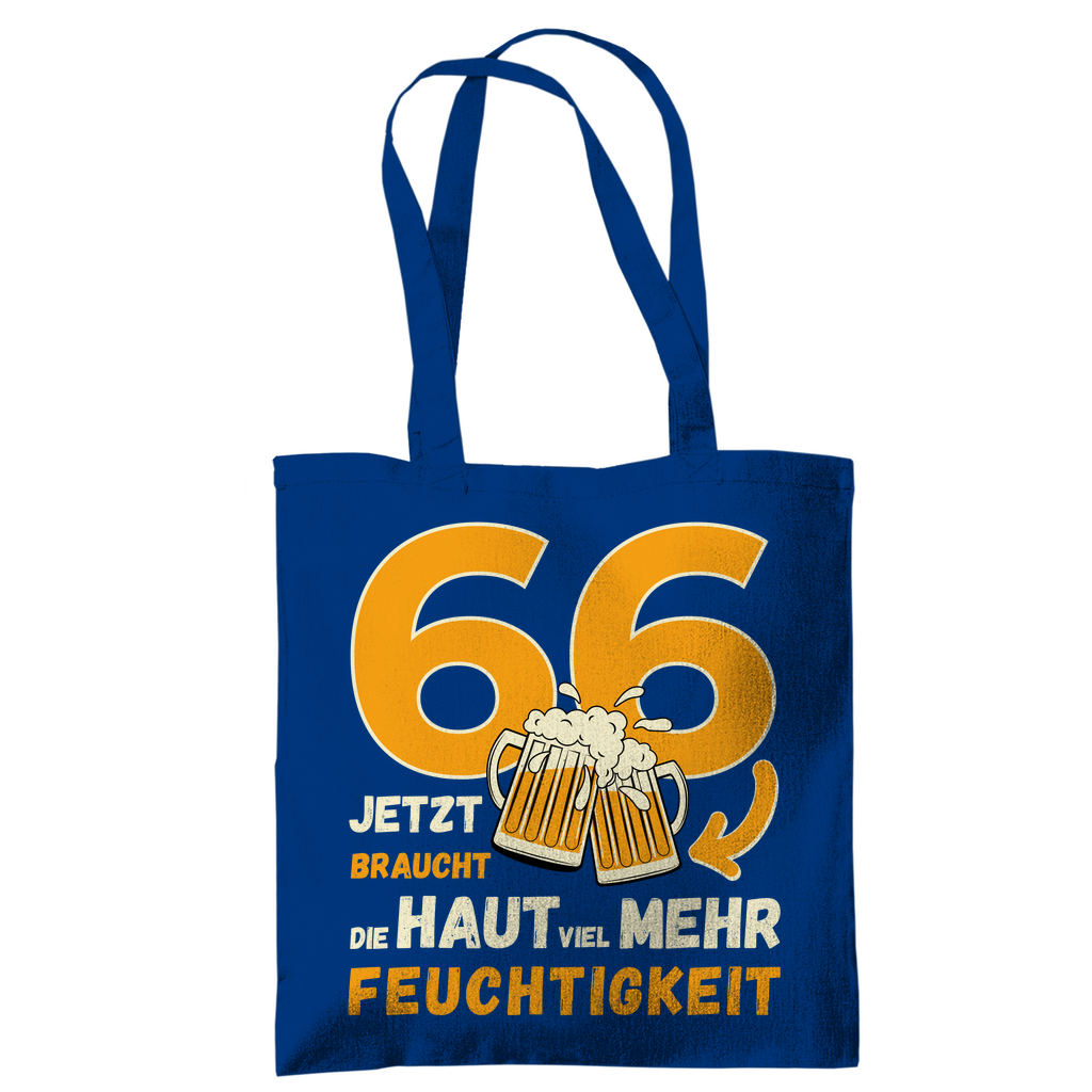 Tragetasche "66 - Jetzt braucht die Haut viel mehr Feuchtigkeit" blau