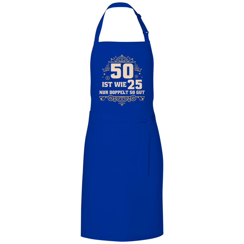 Grillschürze "50 ist wie 25, nur doppelt so gut" blau
