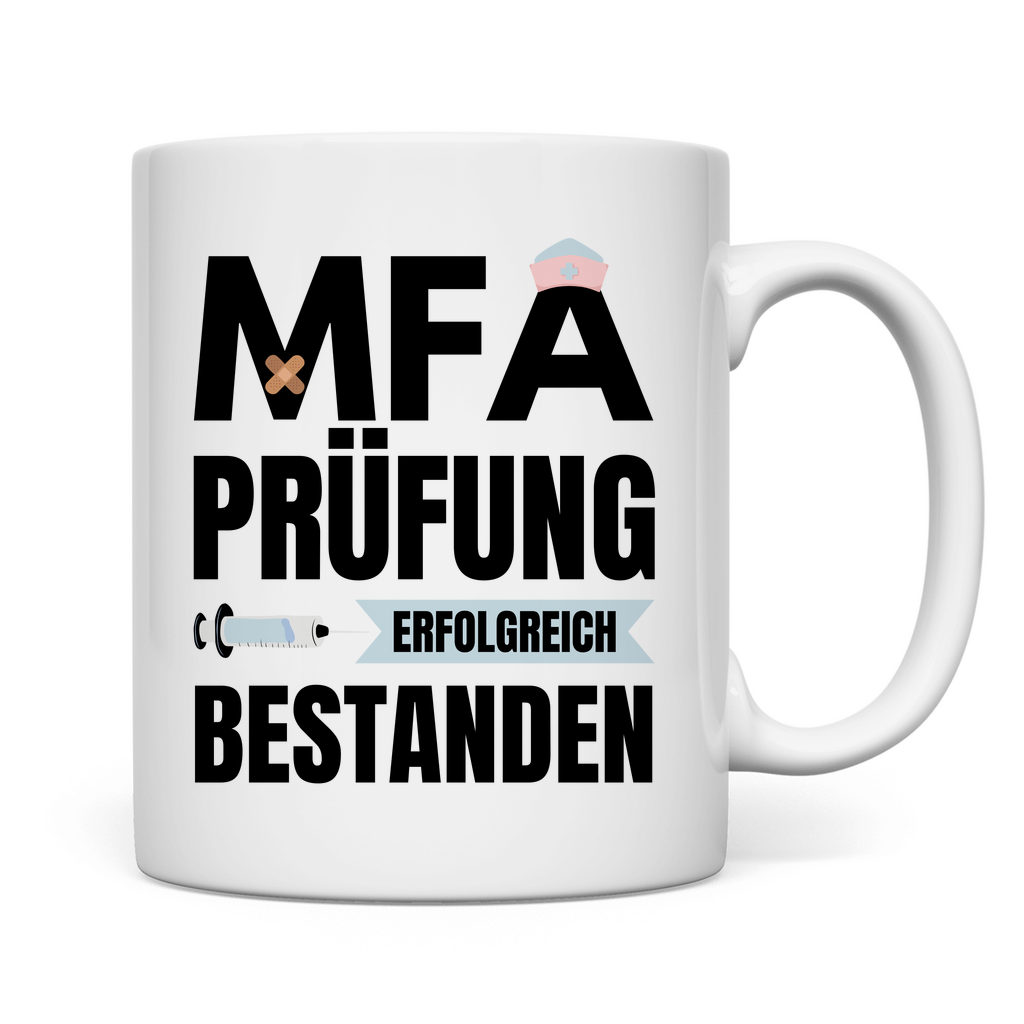 Tasse "MFA Prüfung erfolgreich bestanden" Rückseite