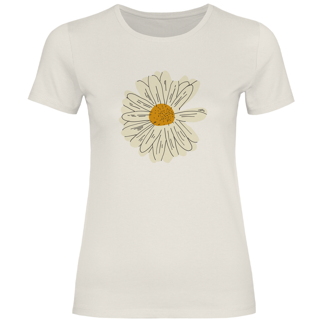 Damen T-Shirt "Minimalistisches Gänseblümchen" beige
