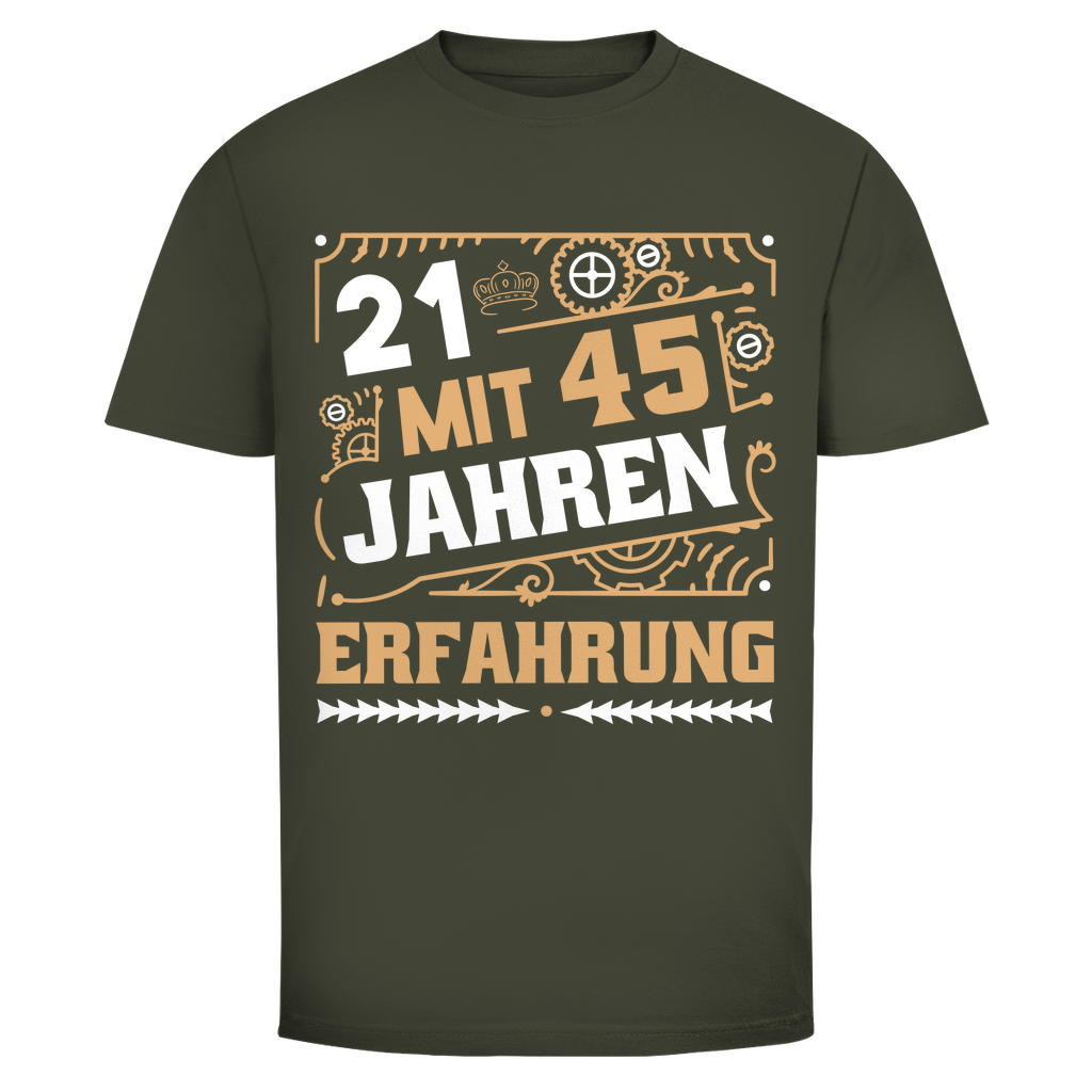 Herren T-Shirt "21 mit 45 Jahren Erfahrung" khakigrün