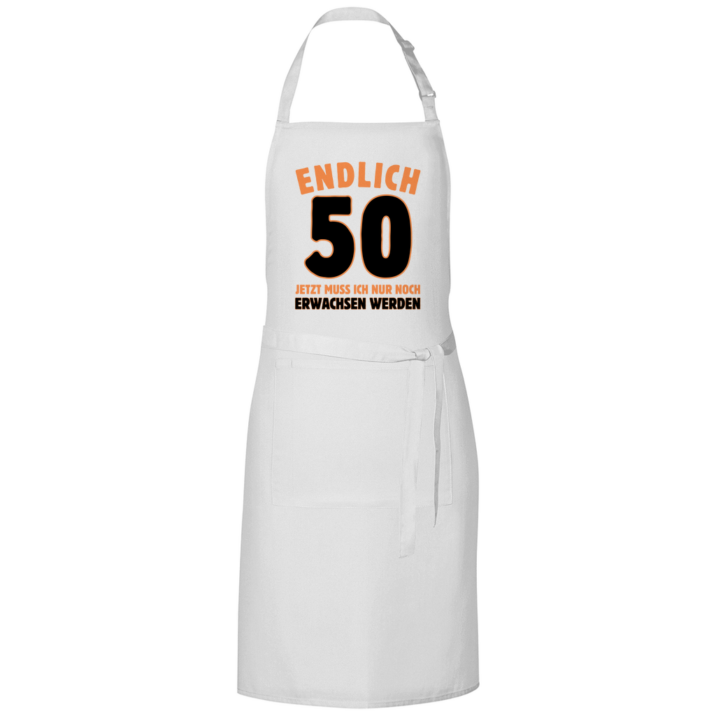 Grillschürze "Endlich 50" (Orangenes Motiv)